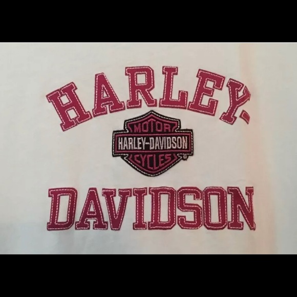 HARLEY DAVIDSON, Concord White Pink Logo Size M - Picture 2 of 5
